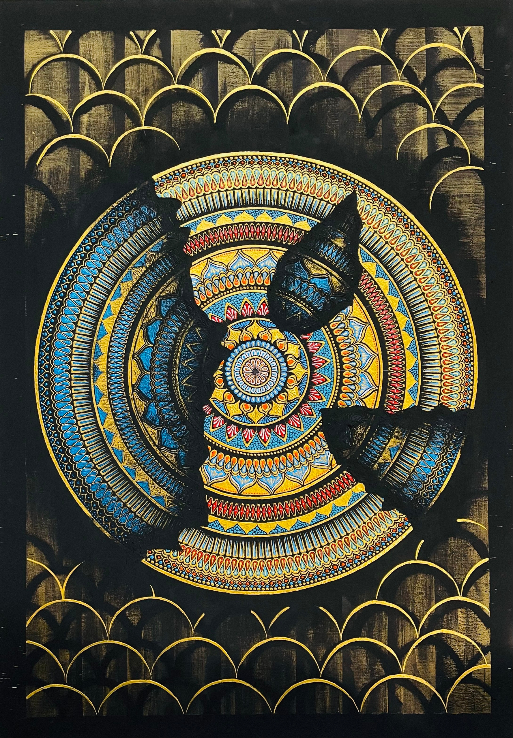 Large circular mandala style painting